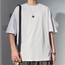 마른남성 체형커버 오버핏 반팔 무지 면티셔츠 2컬러