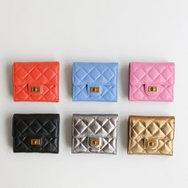 OMNIA 무버 퀼팅 금장 양가죽 여성 3단 미니 반지갑 지갑 선물