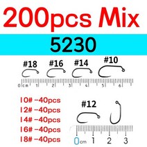 낚시 바늘 낚시훅 bimoo 200pcs 60도 미늘 님프 지그 플라이 송어 님프 플라이 10 12 14 16 18, 연노랑