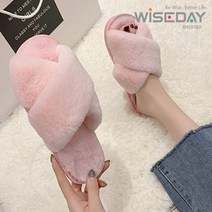 따뜻한 무지개 밍크 겨울 털 실내화 슬리퍼