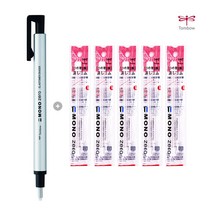 톰보 모노 제로 샤프식 지우개 밸류 세트 + 펜악 샤프심 1개 증정, 1세트, 라운드실버1개+리필라운드5개