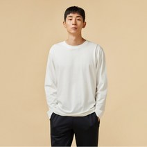 자주 남 BETTER_코튼 도톰 캐주얼 긴팔 티셔츠_화이트 184805
