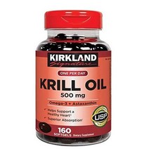 Kirkland Signature 2병 크릴오일 Krill Oil 500mg 160 소프트젤, 1