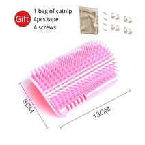 해외 Catnip Wall corner가있는 Cat Comb Self Groomer 손질 및 관리 고양이 털관리 브러시 간질 빗 용품으, 05 pink