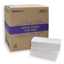 메이피오니 핸드타올 2000매 천연펄프 위생타올 85082, 100개, 20개