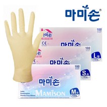 마미손 라텍스 장갑 화이트 미색 소 중 대 100매, 중(M), 1개