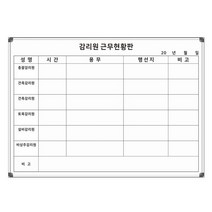 감리원 근무현황판 700x500 건설현장 칠판 공사장 보드판 주문제작 화이트보드 도안칠판, 자석형