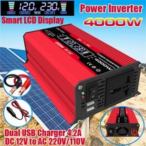 순수 정현파 인버터 수정 사인파 4000W 전력 DC 12V-AC 110V 220V 전압 50/60HZ 변환기, Red, 12V, 220V + 범용