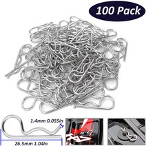 100 조각 RC 자동차 블랙 메탈 바디 쉘 클립 핀 R 모양 TRX4 1/10 버기 락 크롤러 차량 모델 rc카, 01 100 pcs