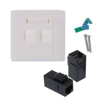 2 포트 RJ45 여성 - 여성 커넥터가있는 네트워크 벽 플레이트, 6
