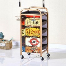 레트로 5단 미용실 츄레이 미용 트레이 가위 정리대 기자재 카트 웨건, D