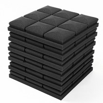 조립식 실내 벽 방음 벽지 설치 폴리에스터 흡음재 스튜디오 어쿠스틱 폼 패널 흡음 드럼, 테이프가있는 12pcs, 검은 색