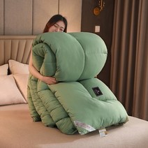 겨울 캐시미어 구스 이불 침대패드 다운 1인용 싱글 이불, 그린