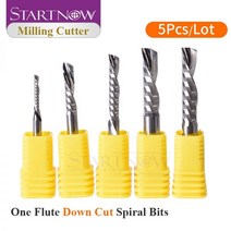 Startnow-5 개/묶음 다운 컷 밀링 커터 단일 플루트 나선형 비트 3.175/4/6 SHK 텅스텐 카바이드 CNC 공구 라우터 조각 비트, 5 PCS, 6x6x42x70