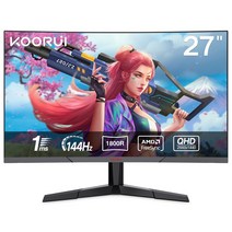 KOORUI 게이밍 모니터 27 인치 모니터 곡면 모니터 곡면 모니터 QHD(2560x1440)144Hz1ms(MPRT)FreeSync 대응(G-SYNC 호환)DPx1 HDMIx2VESA 마운트 대응기울기 조절 27E6QC