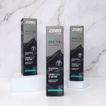 2080 퓨어 블랙치약 차콜 프레쉬민트 숯치약, 3개, 125g