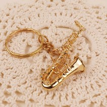 색소폰 모양 프렌치 호른 열쇠 고리 트럼펫 키 체인 케이스 포함 악기 트롬본 키 튜바 크리스마스 선물 생일, 01 Saxophone Keychain