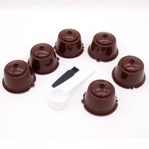 커피 머신 호환 부품 재사용 가능한 캡슐 필터 컵 네스카페 돌체 구스토 리필 캡 스푼 브러시 필터 바구니 포드 부드러운 맛 달콤한, 6개