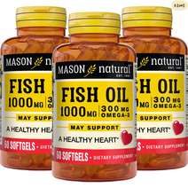 Mason Natural 피쉬오일 1000mg 60개입 오메가3 EPA DHA [미국 직배송], 1개, 60개