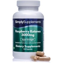 Simply Supplements Lampone Ketones 3000 mg -120 캡슐 - 채식주의 자에 적합 - 4 개월의 치료 - 간단히 보충제, 3개