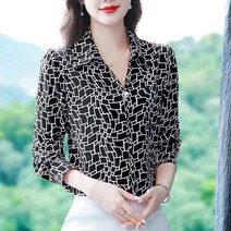 거미줄 패턴 실크 블라우스 208