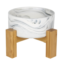 meongzi 강아지 고양이 도자기 식기 세라믹 사료 밥그릇, 1개, 06.마블링그레이 S(고급_2단)