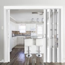 베란다 폴딩도어 인테리어 폴딩문 아파트 주방 발코니 미닫이 칸막이, pvc 팬레일+ABS 도르래 표준 장착