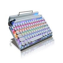도트 레트로 타자기 기계식 키보드 RGB 조명 키캡 휴대폰 태블릿 MAC 블루투스 실제, white