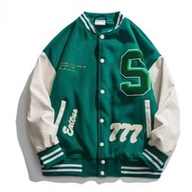 여성야구점퍼 여성야구잠바편지 자수 폭격기 재킷 Streetwear 야구 대표팀 봄 느슨한 인과 패치 워크 대학