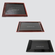 나비드쿡 한일칠기 쟁반 12종택1 티크쟁반 블랙쟁반 장수목쟁반 정식쟁반 개인쟁반, 1개, 3511-4호-378x293x16