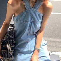 [파스텔] 당일배송!초.홀터넥 데님점프수트 점프슈트
