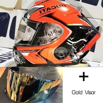 바이크 부품 풀페이스 오토바이 헬멧 X14 화이트 뒤 라이딩 모토크로스 레이싱, 05 A with gold visor_02 L