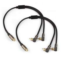 WJSTN Right Angle 2-Male to Straight 1-Female RCA Audio Stereo Subwoofer Cable Speaker Y Adapter Mal, 1.5FT