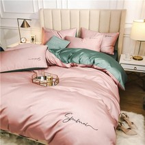 호텔침구 사계절 여름 이불 커버 oloey bedding set egyptian cotton 자수 ab version 침대 세트 duvet cover elastic band, 1, 우리 여왕 장착 4 개
