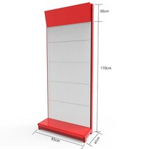 슈퍼마켓 구멍 판 선반 단일 양면 도구 디스플레이 문구 액세서리 행거 편의점, 레드+화이트 93x47x200 광고판 포함