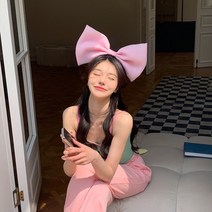 6컬러 왕리본 머리띠 인생네컷 머리띠 파티 축제 롯데월드 놀이동산 머리띠, 화이트