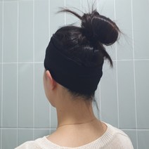 골지 니트 헤어밴드 넓은 머리띠 검정
