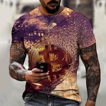기념주화 비트코인선물 모형소품폭발적인 2022 봄과 여름 새로운 반팔 Bitcoin 3D 인쇄 된 t-셔츠 거리 동, 04 dyp-2283_08 3XL
