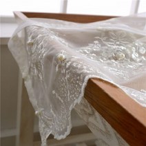실커튼 자바라 장식 비즈 커튼 거실 식당 침실 수 놓은 파란색 절묘한 창 화면 공예 원사 흰색 얇은 명주 그물