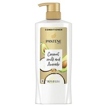 팬틴 Pantene Pro-V 파라벤 프리 염료 미네랄 오일 코코넛 밀크 및 아보카도 모이스처라이징 컨디셔너 건조한 모발용 1.2L40온스 3팩, 38.2 Fl Oz (Pack of 1) 팬틴
