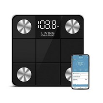 Living Enrichment 스마트 체지방 체중 BMI 욕실 무선 체중계 고정밀 센서 포함 스마트폰 앱이 있는 체성분 모니터 분석기 179.6kg(380파운드) - 블랙, 4001 Upgrade Scale