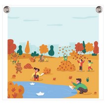 가을 분위기 배경 현수막 아일렛 구멍 2곳 가공, B-10 가을 272