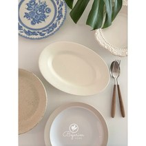 국내생산 바닐라 오벌 플레이트 타원접시 [비자림홈], 1개