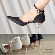 [바닐라슈] 티솔티 반짝이패브릭 메탈힐 메리제인 펌프스(7cm)