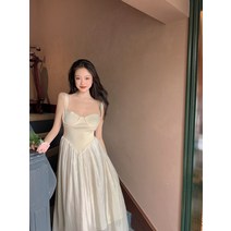 프랑스 스타일 레트로 헵번 화이트 불멸의 슬링 디자인 기질 슬리밍 해변 휴가 롱 드레스 긴팔
