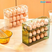 NaOBee 냉장고 계란정리 자동폴딩 30구 계란트레이, 30구계란트레이(투명)