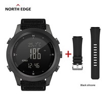 군용나침반 자동차 나침반 구글 나침반 인터넷 나침반NORTH EDGE-APACHE-46 남성용 디지털 시계 야외 스포, 한개옵션1, 02 add black silicone