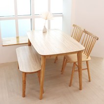 파스텔우드 자작네츄럴 4인용 원목식탁세트 벤치/의자, 10.곡목, 곡목의자4개