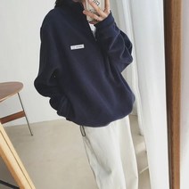 반하이넥 폴라플리스 맨투맨 여 추동 기모에 도톰 양기백매치 따뜻한 하이넥 기모코트 스키 맨투맨