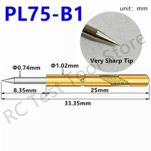 태엽 스프링 인장 볼트 코일 금형 스파이럴 대형 용수철 20 개100 개 pl75-b1 테스트 프로브 pl75-b 인청동 니켈 도금 pcb 프로브 직경 1.02mm 프로브 도구, 20개